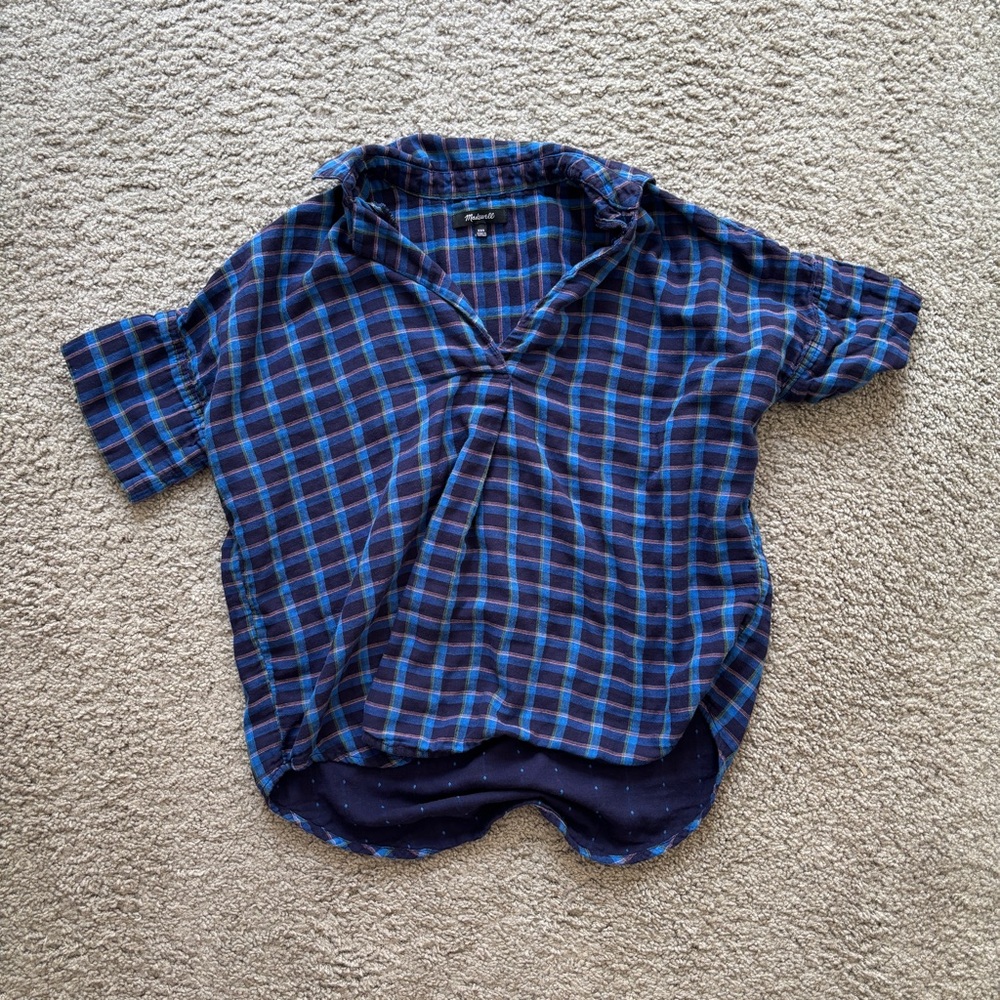 Madewell XXS Double-Faced Park Popover Shirt in Plaid